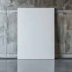 Mock up poster. Blank vertical canvas, gray wall and floor on background