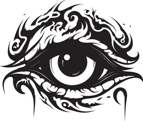 Sinister Stare Devils Clasp on Ocular Logo Design Mephistopheles Gaze Demons Grasp on Eyeball Emblem - obrazy, fototapety, plakaty