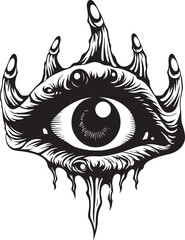 Malevolent Vision Demons Hold on Eyeball Emblem Diabolic View Devils Clutch on Eyeball Icon