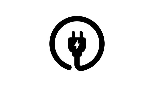 Animated Electric plug icon. Alpha channel, transparent background. 4K resolution