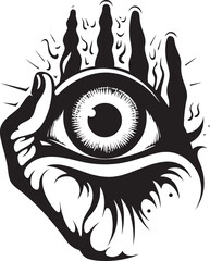 Malevolent Vision Demons Grasp on Eyeball Icon Sinful Observation Devils Grip on Ocular Vector