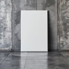 Mock up poster. Blank vertical canvas, gray wall and floor on background