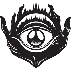 Diabolic Gaze Devils Grip on Ocular Icon Abyssal Glance Demons Clutch on Eyeball Vector