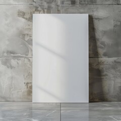 Mock up poster. Blank vertical canvas, gray wall and floor on background