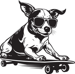 Pawtastic Rides Canine Skateboard Emblem Design SkaterPup Dog on Wheels Logo Vector