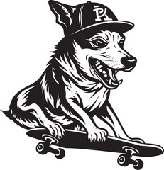 ShredShiba Dog on Wheels Logo Vector Pawsome Cruiser Canine Skateboard Emblem Design