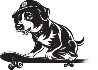 SkatePooch Dog on Wheels Logo Vector Dragons Dominion Full Body Emblem