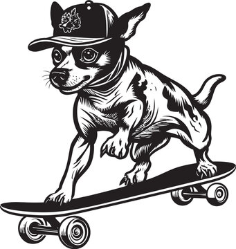 RadicalRex Rides Dog on Wheels Logo Vector PupGrind Canine Skateboard Emblem Design