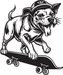 Paw Powered Ride Canine Vector Symbol Skateboard Sidekick Dog Emblem Design