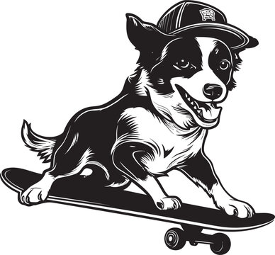 Skater Hound Canine Symbol Icon Bark n Board Skateboarding Dog Vector
