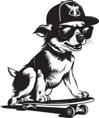 Bark and Board Skateboarding Dog Icon Symbol Skateboarding Sidekick Canine Emblem Design Icon