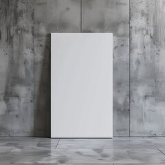 Mock up poster. Blank vertical canvas, gray wall and floor on background