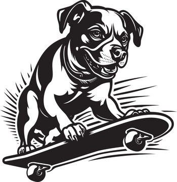 WoofWheelz Canine Skater Emblem Barkboarder Skateboarding Dog Symbol Design