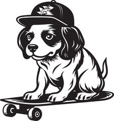 Paws and Boards Dog on Wheels Logo Vector Skatehound Express Canine on Wheels Logo