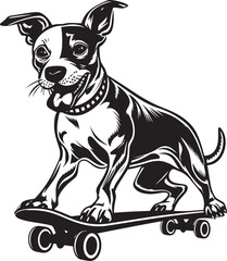 Rover on Roll Dog on Skateboard Vector Emblem ShredShiba Skateboarding Dog Symbol