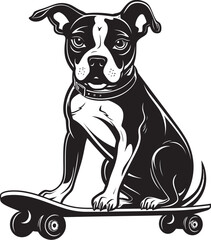 SkatePooch Dog on Skateboard Emblem Symbol PawsomeSkate Canine Skater Icon Design