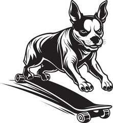 PupGrind Skateboarding Dog Logo Vector SkatePooch Dog on Skateboard Emblem Symbol