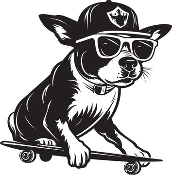 WoofWheelz Dog on Skateboard Symbol Boarder Bark Canine Skate Vector