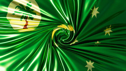 Emerald Swirl: Cocos Keeling Islands Flag with Dynamic Twist DesignEmerald Swirl: Cocos Keeling...
