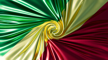 Vibrant Twirl: Republic of Congo Flag Swirl in Vivid Satin Textures
