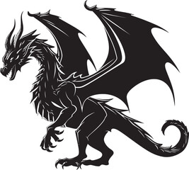 Winged Wanderer Dragon Icon Emblem Eternal Enigma Full Body Dragon Vector