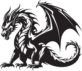 Ancient Enigma Full Body Dragon Icon Fiery Fiend Dragon Symbol Emblem