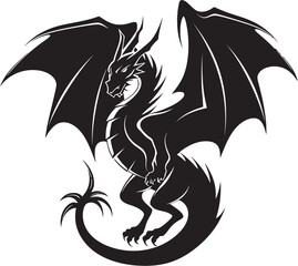 Fabled Fiend Dragon Logo Symbol Cosmic Creature Full Body Dragon Symbol Vector