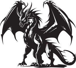 Serpentine Sovereign Dragon Logo Design Fabled Fiend Full Body Dragon Symbol