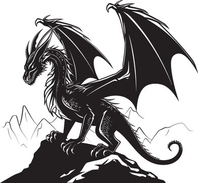 Mystic Serpent Dragon Logo Emblem Design Draconian Protector Full Body Dragon Icon