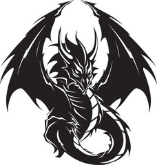 Obraz premium Infernal Inferno Celestial Dragon Emblem Design Legendary Leviathan Fiery Dragon Symbol Vector