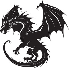 Winged Wanderer Celestial Dragon Iconic Design Mystic Serpent Fiery Dragon Symbol Emblem