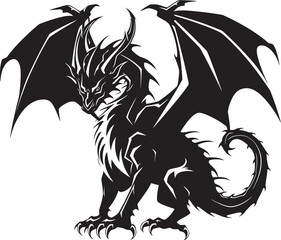 Obraz premium Legendary Leviathan Ancient Dragon Symbol Design Majestic Mythos Winged Dragon Emblem Icon