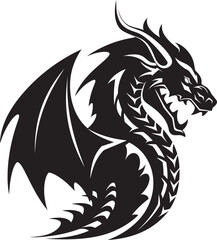 Infernal Inferno Draconic Dragon Iconic Emblem Legendary Leviathan Ancient Dragon Symbol Design