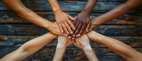 Diverse Hands Unite for Strength and Unity. Concept Unity, Diversity, Strength, Hands, Symbolism