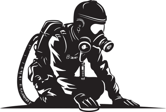 Fumigation Marshal Man with Fumigator Design Pest Neutralizer Vector Logo Icon
