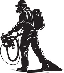 FumeForce Fumigating Man Emblematic Symbol PestPurge Vector Emblem Design