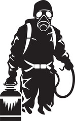 Bug Buster Fumigating Man Emblematic Design Pest Pursuer Vector Logo Icon