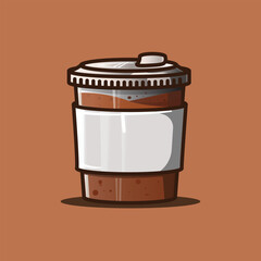 Cartoon illustration of a coffee cup for a brand or sticker