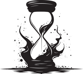 Flowing Inkwell Hourglass Icon Vector Timeless Impression Vector Hourglass Emblem