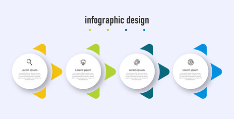 Infographics design circle template. timeline with 4 steps, options. can be used for workflow diagram, info chart, web design. vector illustration.