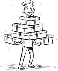 Gift Gatherer Present Stack Emblematic Icon Surprise Slinger Man Carrying Gifts Logo