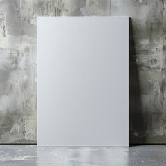 Mock up poster. Blank vertical canvas, gray wall and floor on background