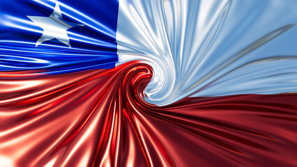 Chilean Flag Swirling Dynamically with Lone Star in a Vortex of Blue and Red