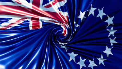 Cook Islands Flag Twisting Elegantly with Stars and Union Jack Emblem