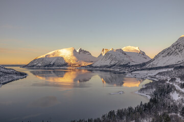 Sunset over the lake in Norway