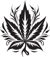 Evergreen Elixir Cannabis Emblematic Symbol Peaceful Potency Leaf Iconic Emblem