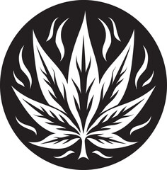 Natures Nursery Cannabis Emblematic Symbol Heavenly Herb Leaf Vector Emblem