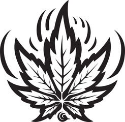 Fototapeta na wymiar Blissful Botanicals Leaf Vector Symbol Serene Herb Marijuana Emblematic Design