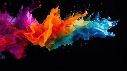 watercolor splash or splash isolated black background in copy space. watercolor background concept