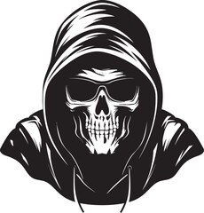 Shadow Reaper Grim Emblematic Design Stylish Scythe Sunglasses Vector Emblem